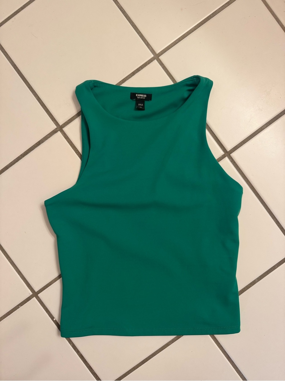Express Women's Kelly Green Sleeveless Tank Top body contour